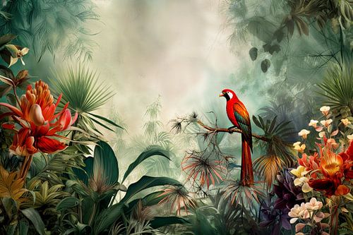 Bunter Vogel im Regenwald