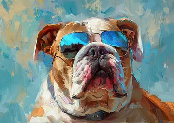 Bulldog Zomerlach | Chilled Paws Vibes van Blikvanger Schilderijen