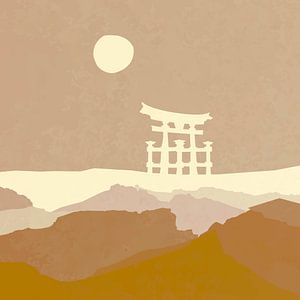 Japanischer Sonnenaufgang mit Torii