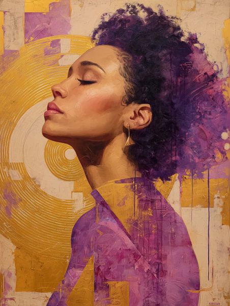 Purple Meditation - Eigentijds portret in warme tinten van MArt