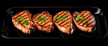 Gegrilde steaks met kruidendecoratie van Poster Art Shop