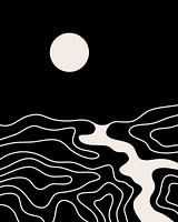 Black landscape of water and sun