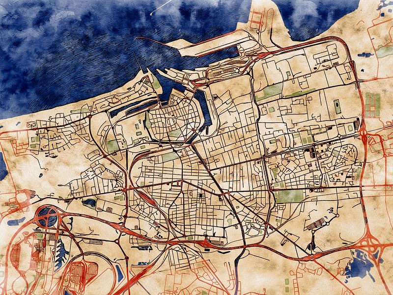 Map of Calais with the style 'Serene Summer' by Maporia
