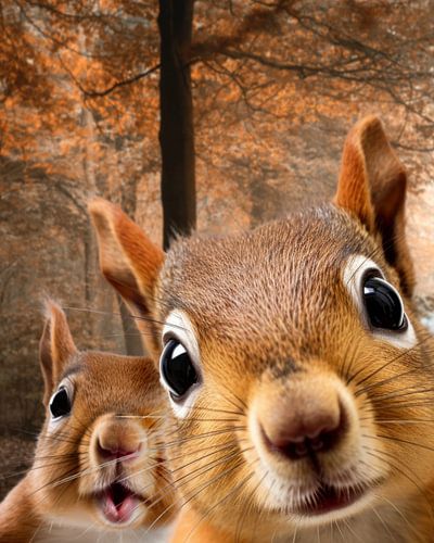 An Autumn Squirrels Photobomb