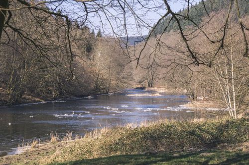 Koude rivier in de Ardennen