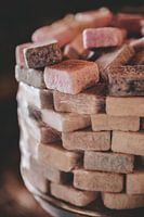 Piled amber cubes
