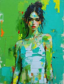 Green Portrait | Woman in Green by Wonderful Art
