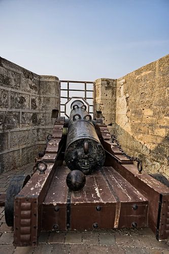 Diu's kanon gericht naar de horizon