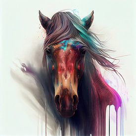 Wild paard gezichtsportret van Chromatic Fusion Studio