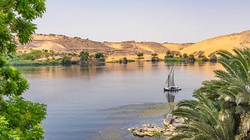 Felucca op de Nijl in Aswan (Egypte) van Jessica Lokker