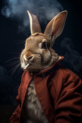 smoking rabbit by Fineblick