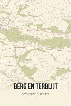 Vintage landkaart van Berg en Terblijt (Limburg) van Rezona
