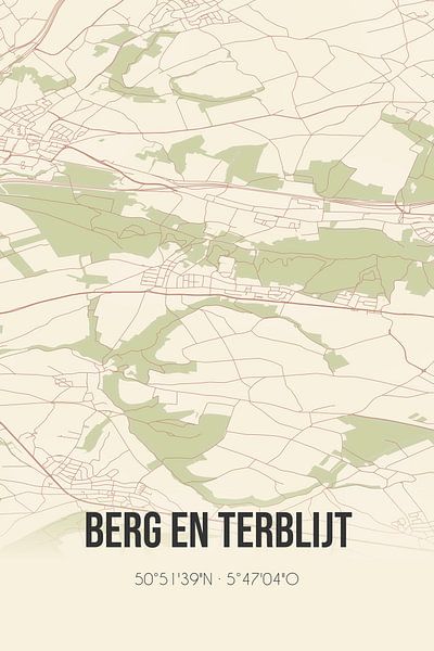 Vintage map of Berg en Terblijt (Limburg) by Prints of Place