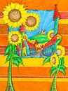 Sonnenblumen Stadt van Sonja Mengkowski thumbnail