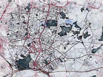 Kaart van Villeneuve-d'Ascq in de stijl 'White Winter' van Maporia