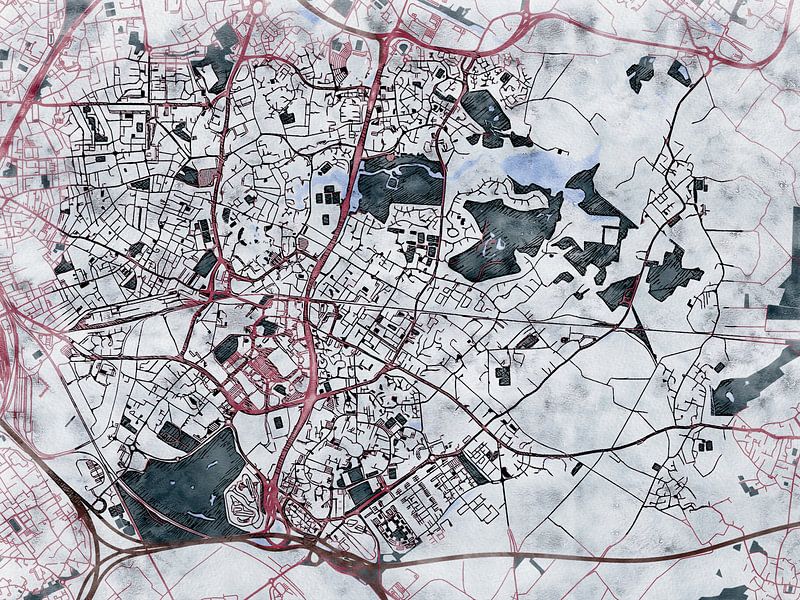 Carte de Villeneuve-d'Ascq avec le style 'White Winter' par Maporia