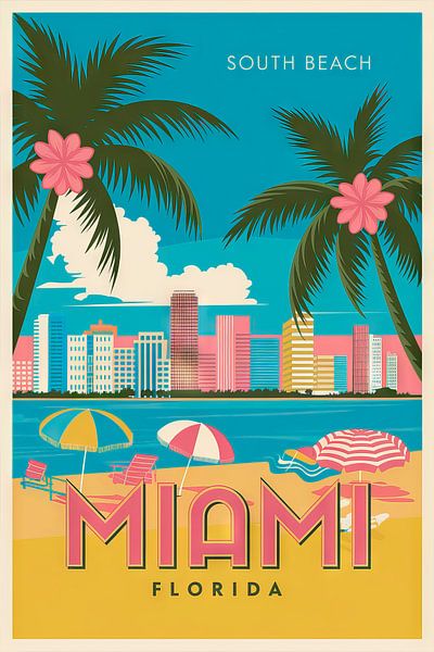 Miami, Florida Vintage Reisposter van Poster Art Shop