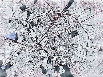 Map of Düren with the style 'White Winter' by Maporia