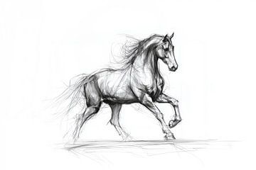 Schets van een paard in galop