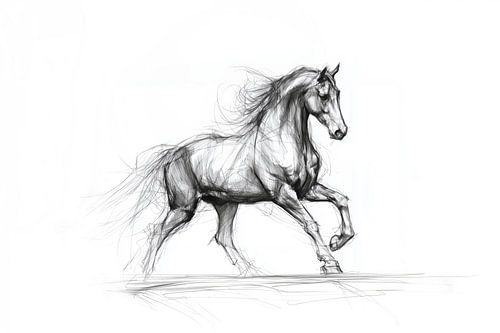 Schets van een paard in galop