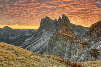Zonsopgang op de Seceda in Zuid-Tirol