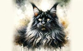 Majestic Long Haired Cat Portrait by Chromatic Fusion Studio