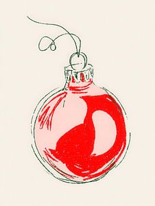 Rote Christbaumkugel Illustration - minimalistische festliche Strichzeichnung