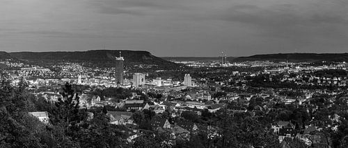 Panorama van Jena - zwart-wit