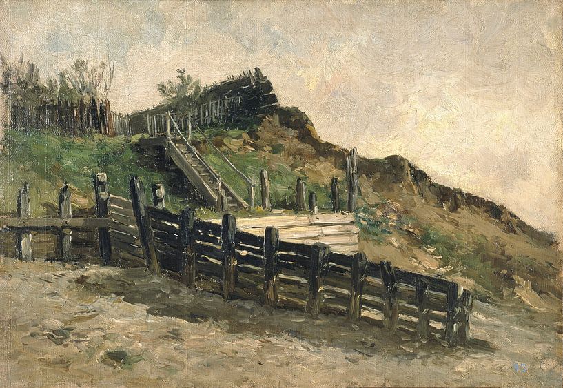 Carlos de Haes-Zeehouten fence landscape, Antique landscape by finemasterpiece