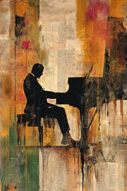 Stadssonate - Krachtig Schilderij Oker en Zwart van BowiScapes - Fine Art en Urban Wandkunst