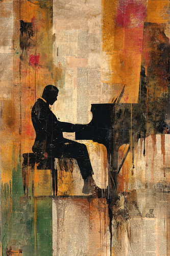 City Sonata – Striking Painting in Ochre and Black