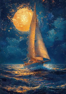 Segelboot Meer Maritim Mond Schiffahrt von Niklas Maximilian