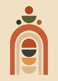 Minimalist flat abstract illustration of geometric arches, circles, and semicircles in boho style. by Adam Khabibi