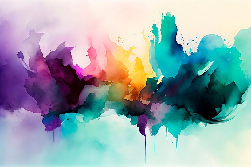 Peinture à l'aquarelle abstraite et colorée par Maarten Knops