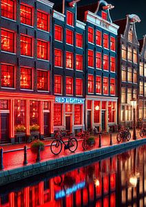 Scène de lumière rouge à Amsterdam