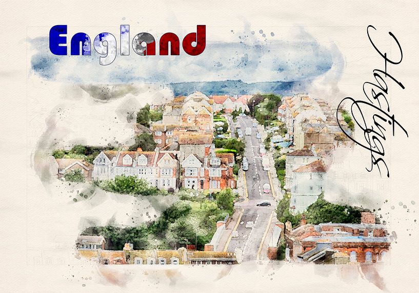 Affiche stylisée à l'aquarelle. par Ariadna de Raadt-Goldberg