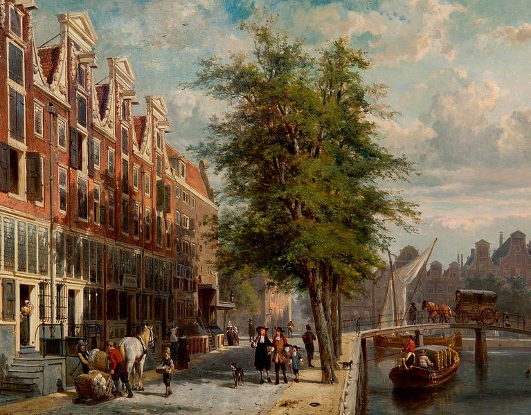 Cityscape of Amsterdam - Cornelis Springer by Schilderijen Nu