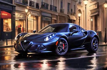 At night in Paris with the Alfa Romeo 4C