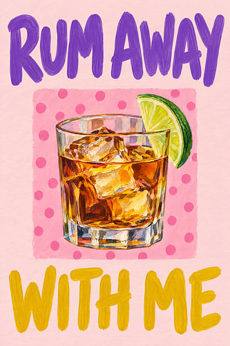 Rum Away With Me – Verre à rhum avec une rondelle de citron vert, couleur rose