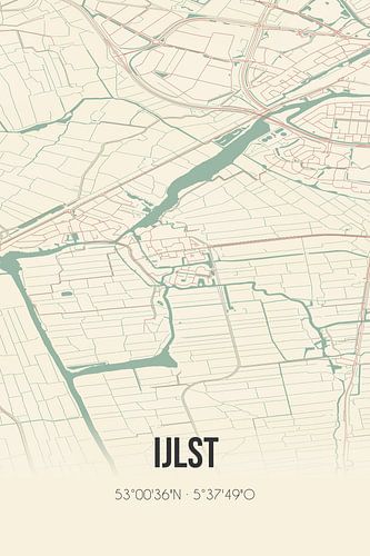 Alte Karte von IJlst (Fryslan)