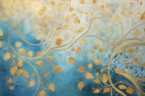 Golden Leaves in Blue Breeze