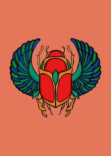 Khepri – Egyptische Scarabee in Goud en Blauw | Symboliek van Wedergeboorte