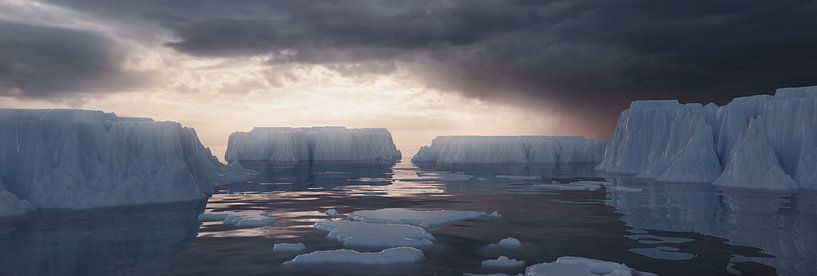 Icy landscape against a dramatic sky by Besa Art