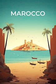 Retro-Reiseplakat Marokko von True Nature Art
