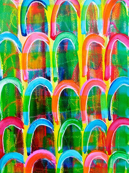Abstract Village pattern - kleurrijke poorten naar verbeelding van Danielle Ducheine