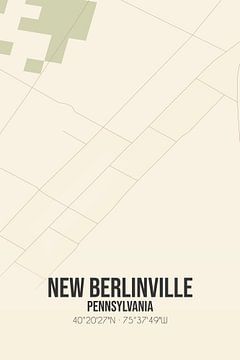 Vintage map of New Berlinville (Pennsylvania), USA. by Rezona