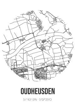 Oudheusden (Noord-Brabant) | Landkaart | Zwart-wit van MijnStadsPoster