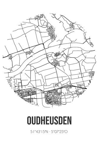 Oudheusden (Nordbrabant) | Karte | Schwarz und Weiß