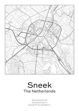 Stadtplan - Niederlande - Sneek von Ramon van Bedaf