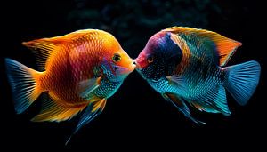 Panorama tropical des poissons qui s'embrassent sur The Xclusive Art